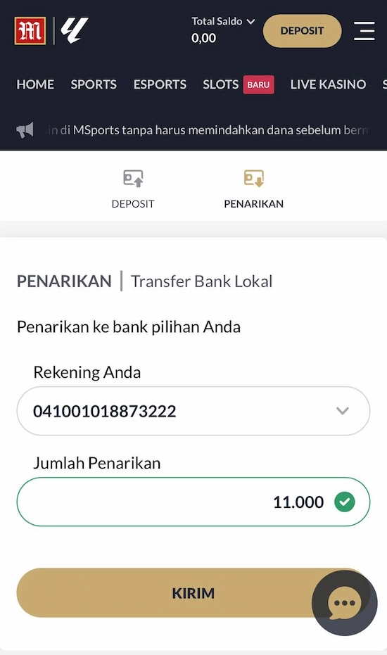 Lakukan Penarikan dari M88 ke Rekening Bank